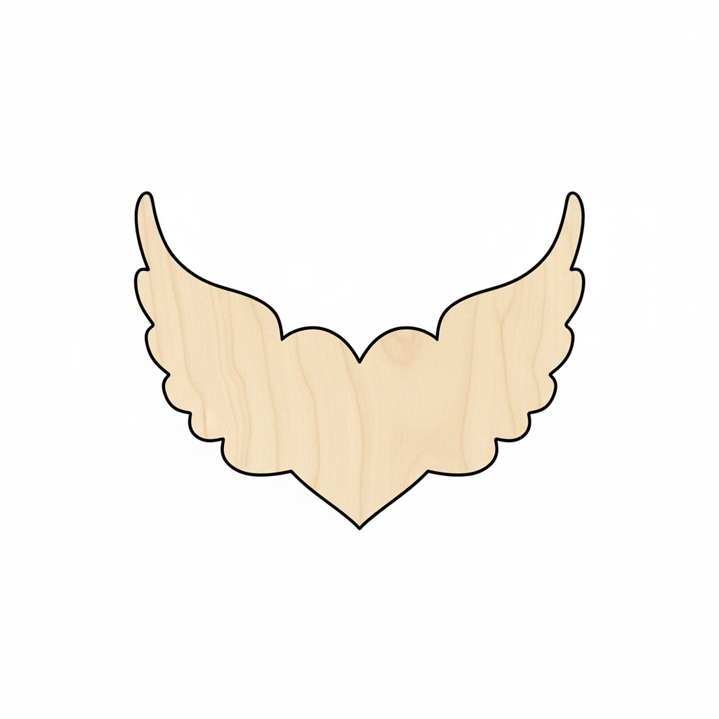 Wood Cutout Craft Winged Heart Shape Valentines day wedding shower NameSigns.com