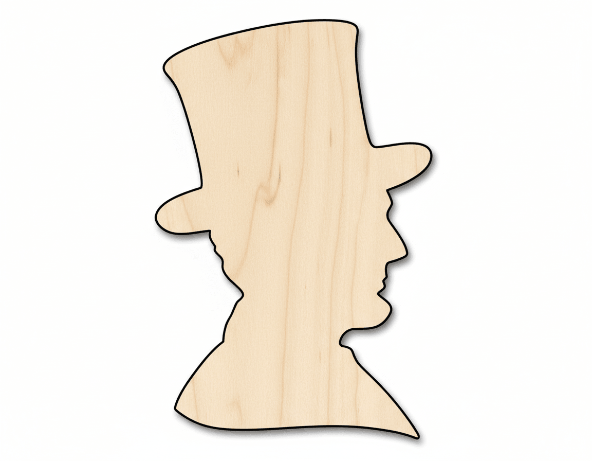 Abraham Lincoln Silhouette - Unfinished Birch Wood Cutout for DIY Crafts - NameSigns.com