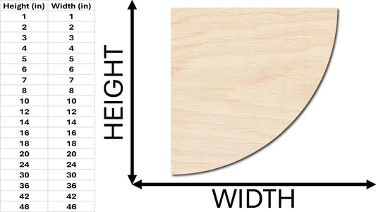 Custom Wooden Quarter Circle Shape for Crafts and Door Hangers - Laser Cut– Wood Round Cutout for DIY Projects Blank Door Hanger Wooden Cutout Cut Outs - Unfinished - NameSigns.com