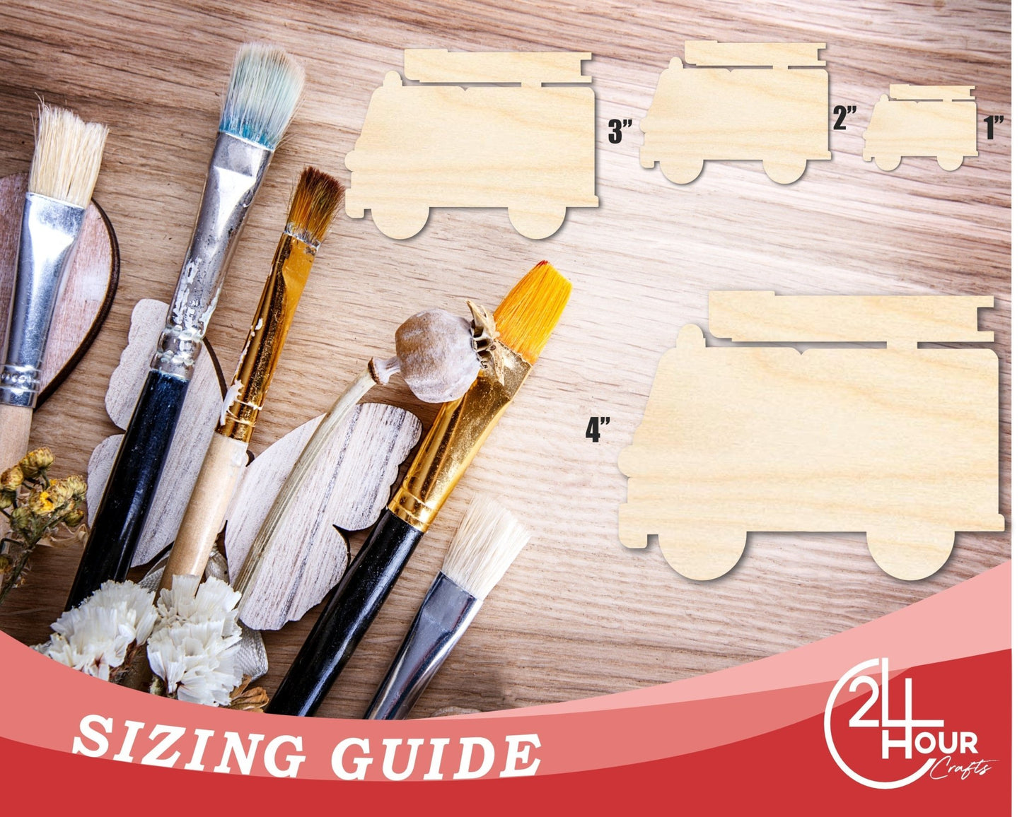 Unfinished Cartoon Fire Truck Shape | DIY Craft Cutout | up to 46" DIY - NameSigns.com