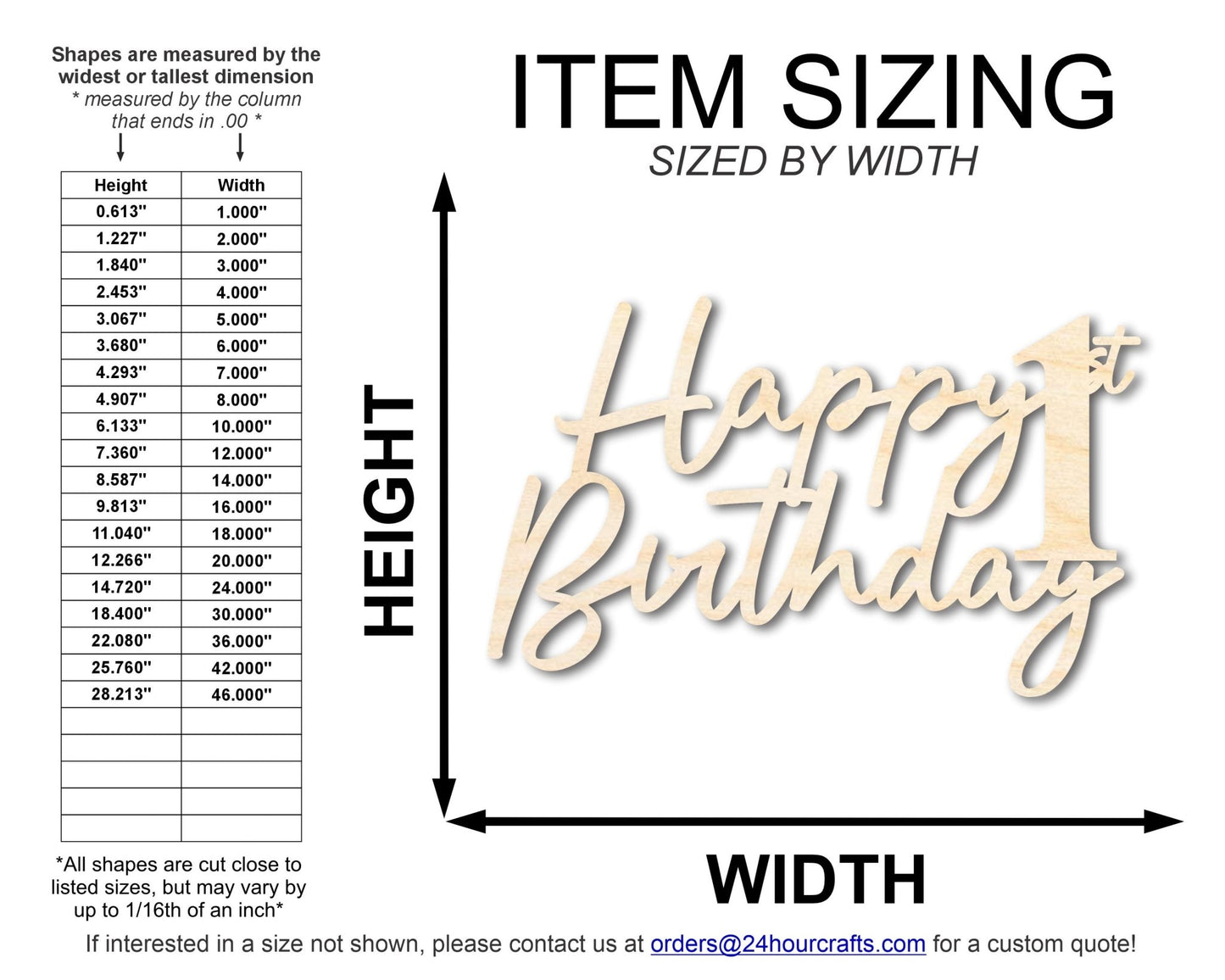 Unfinished Happy 1st Birthday Sign Shape | DIY Craft Cutout | up to 46" DIY - NameSigns.com