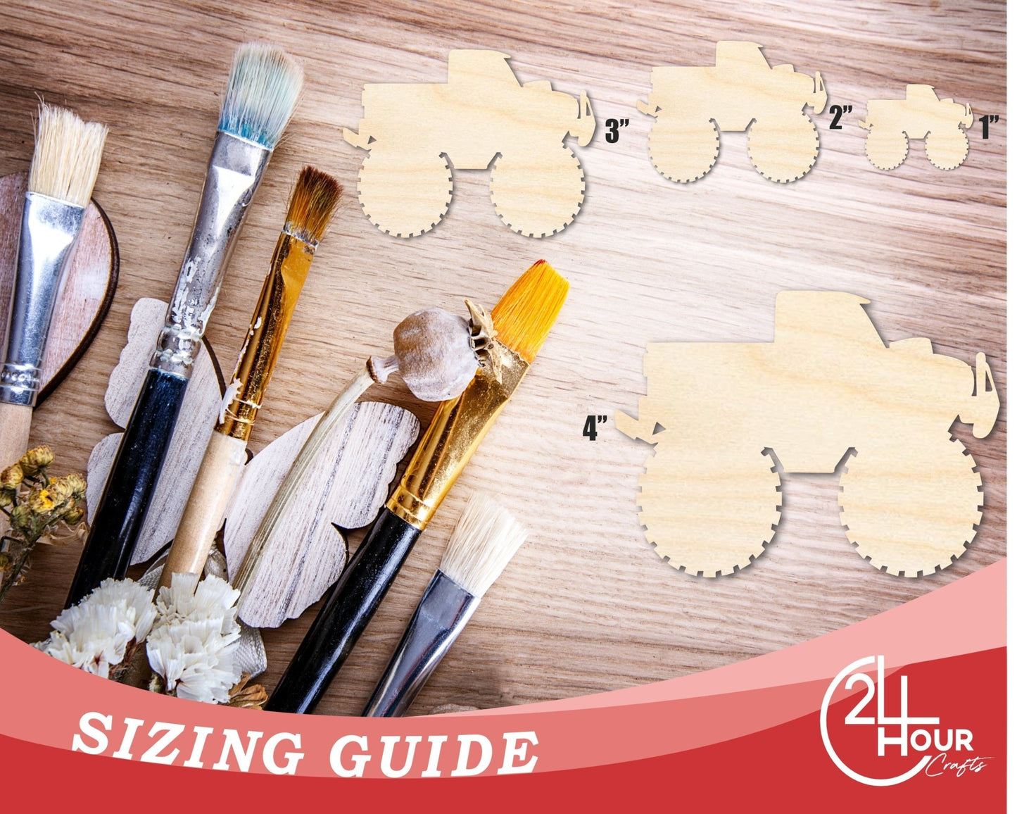 Unfinished Monster Truck Shape | DIY Craft Cutout | up to 46" DIY - NameSigns.com