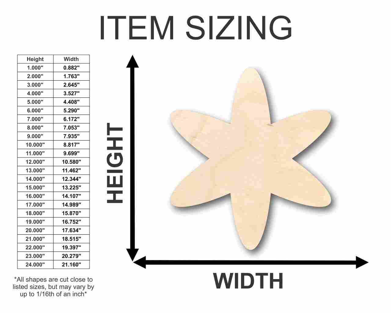 Unfinished Wood Asterisk Symbol - Craft - up to 46" DIY - NameSigns.com