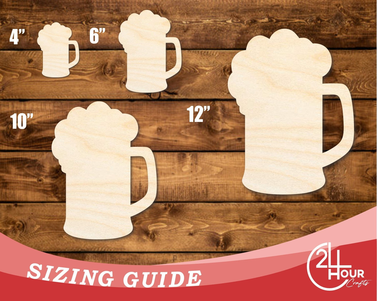 Unfinished Wood Beer Mug Shape | DIY Craft Cutout | up to 46" DIY - NameSigns.com