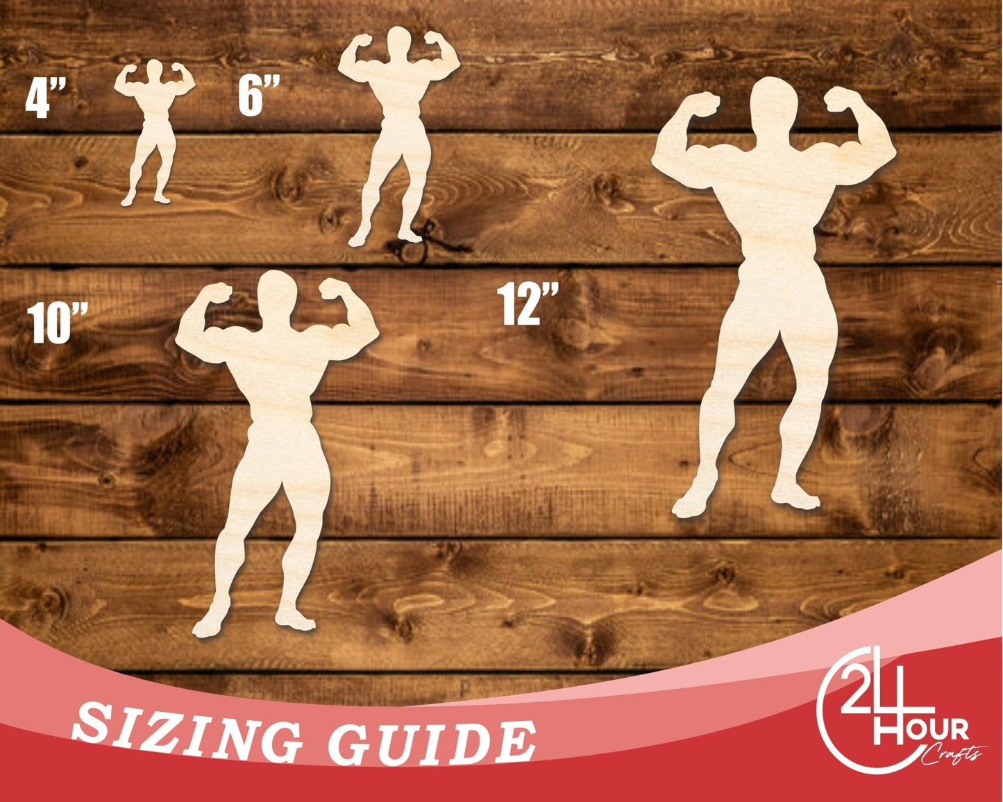 Unfinished Wood Body Builder Shape | DIY Craft Cutout | up to 46" DIY - NameSigns.com