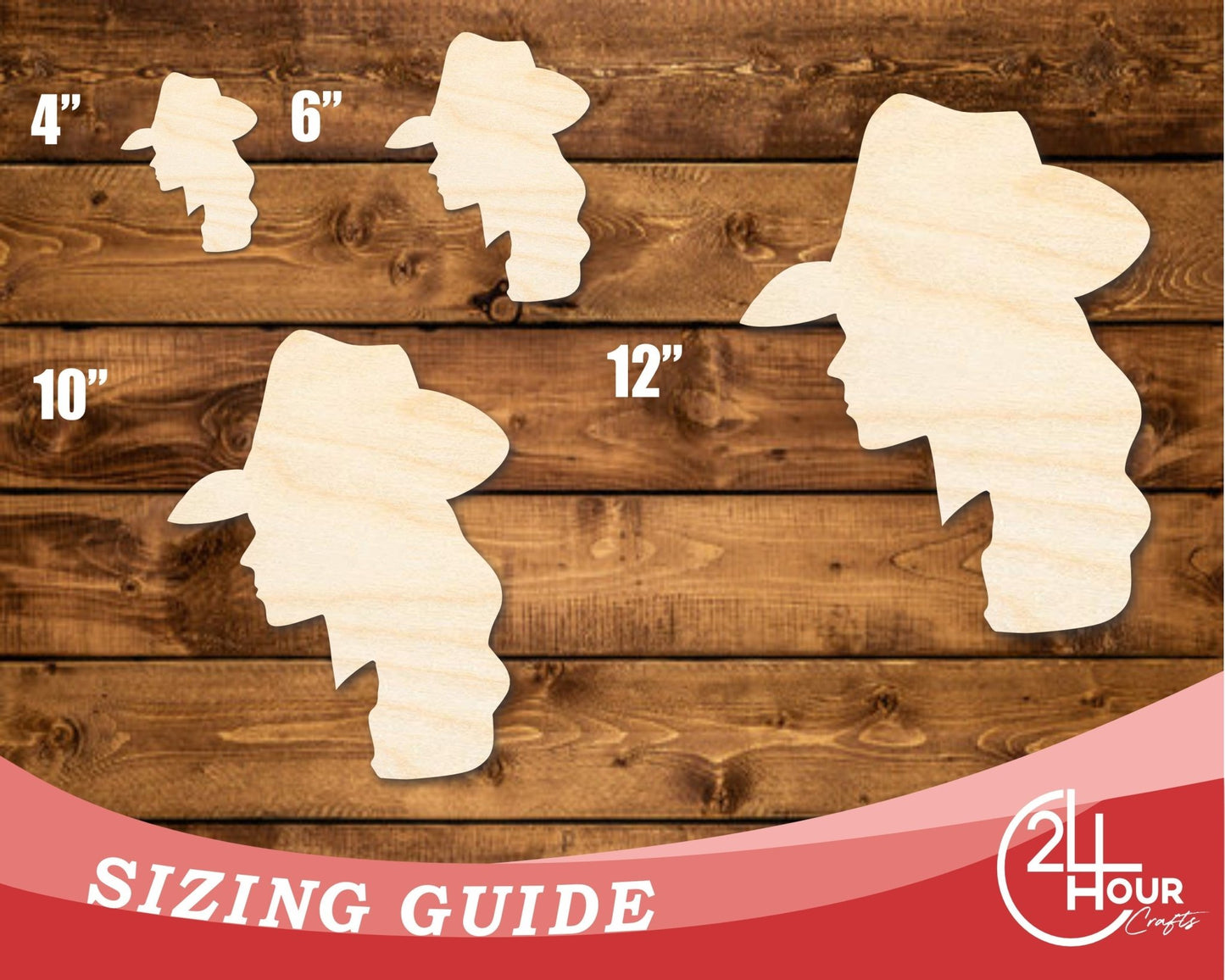 Unfinished Wood Cowgirl Silhouette Shape | DIY Craft Cutout | up to 46" DIY - NameSigns.com