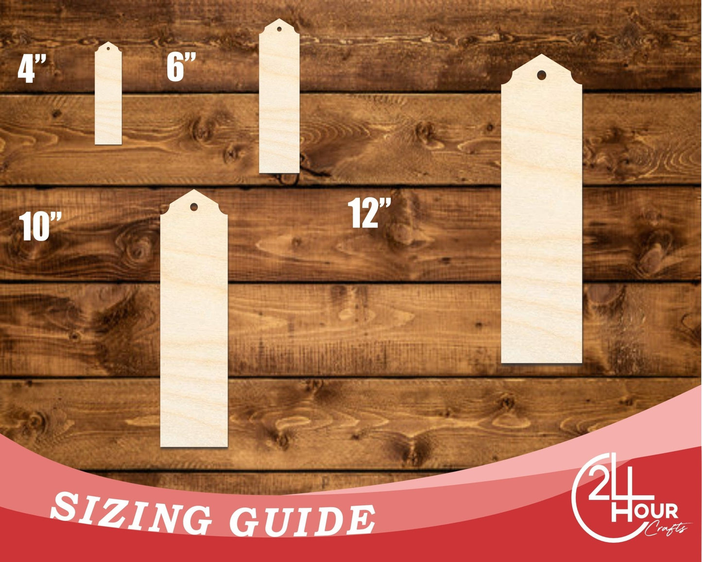 Unfinished Wood Curved And Pointed Bookmark Shape | DIY Craft Cutout | up to 12" DIY - NameSigns.com