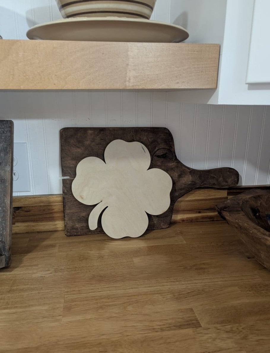 Unfinished Wood Cute Four Leaf Clover Shape - Craft - up to 46" DIY - NameSigns.com