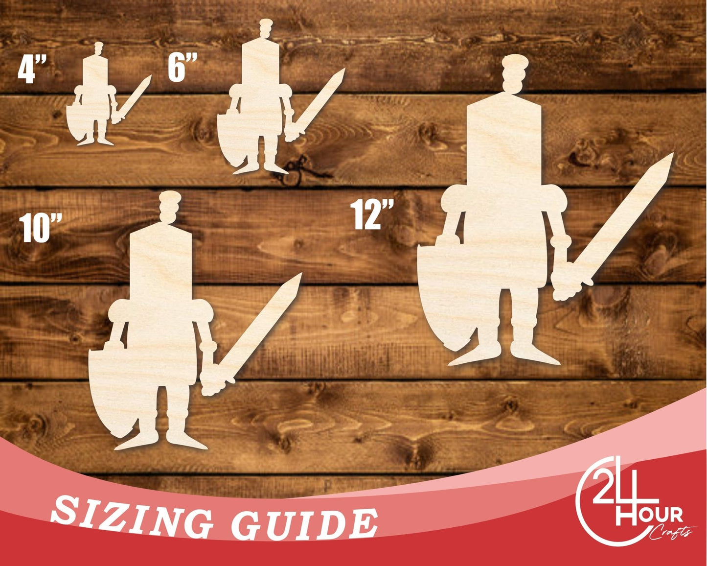 Unfinished Wood Cute Knight Shape | DIY Craft Cutout | up to 46" DIY - NameSigns.com