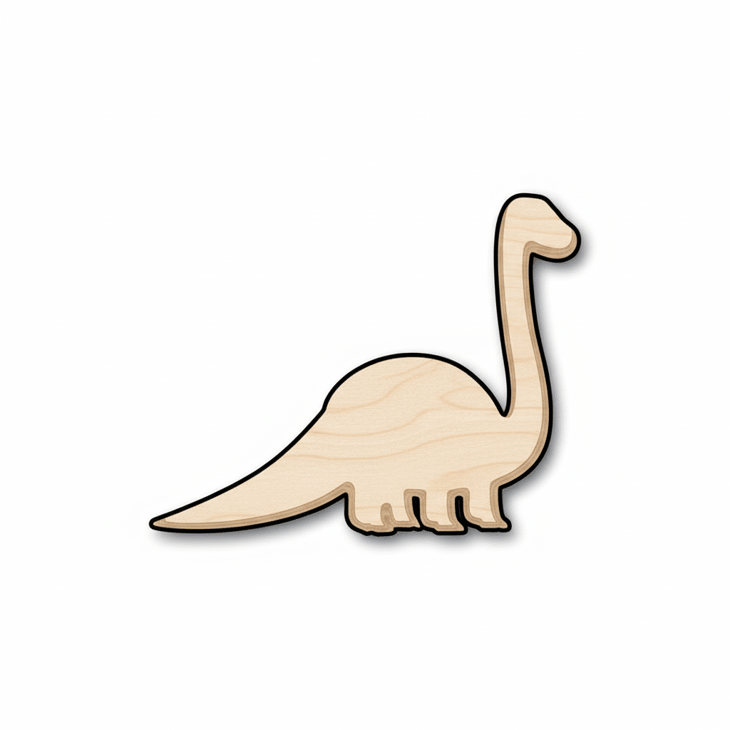 Unfinished Wood Dinosaur - Baby Brontosaurus Silhouette | Baltic Birch Plywood Craft - NameSigns.com