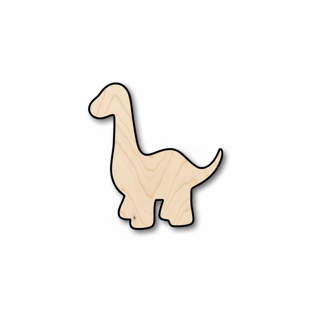 Unfinished Wood Dinosaur Baby Brontosaurus Silhouette - DIY Laser Cut Craft Shape - NameSigns.com