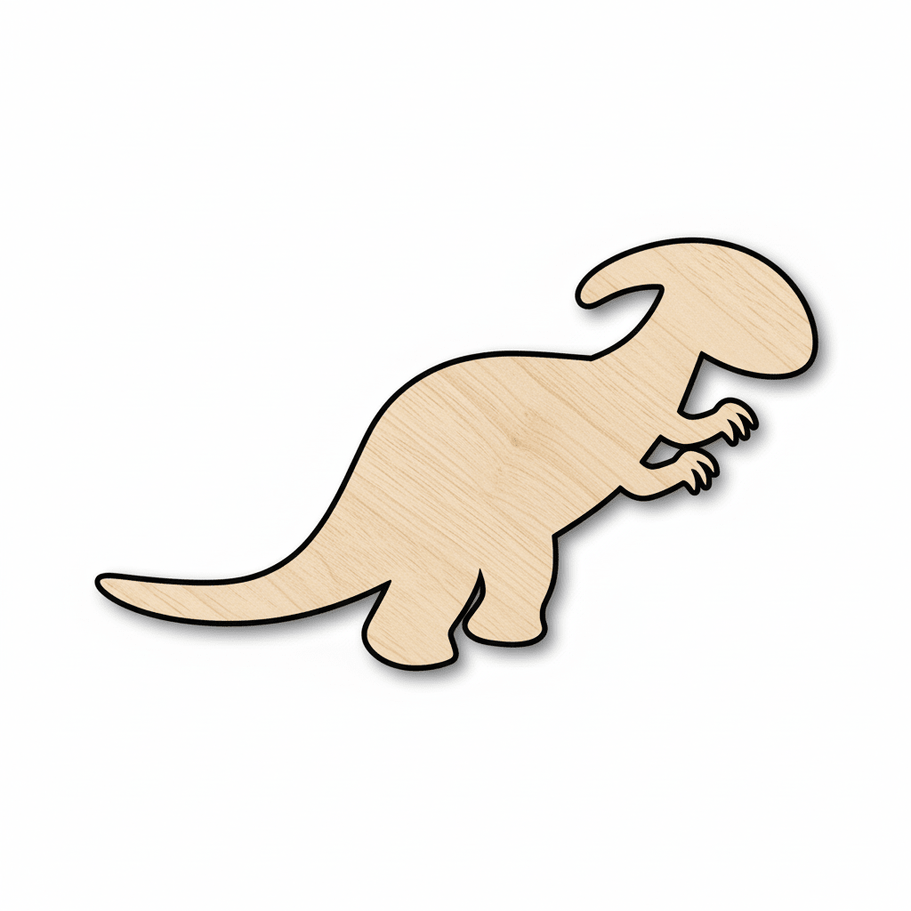 Unfinished Wood Dinosaur Parasaurolophus Cutout - Baby Silhouette Craft - DIY Wood Art - NameSigns.com