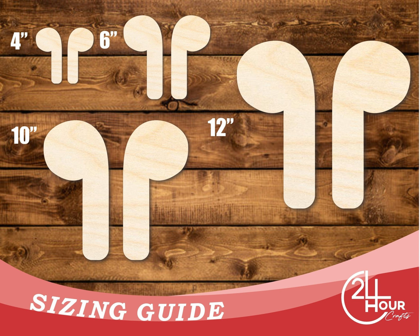 Unfinished Wood Earbuds Silhouette Shape | DIY Craft Cutout | up to 46" DIY - NameSigns.com
