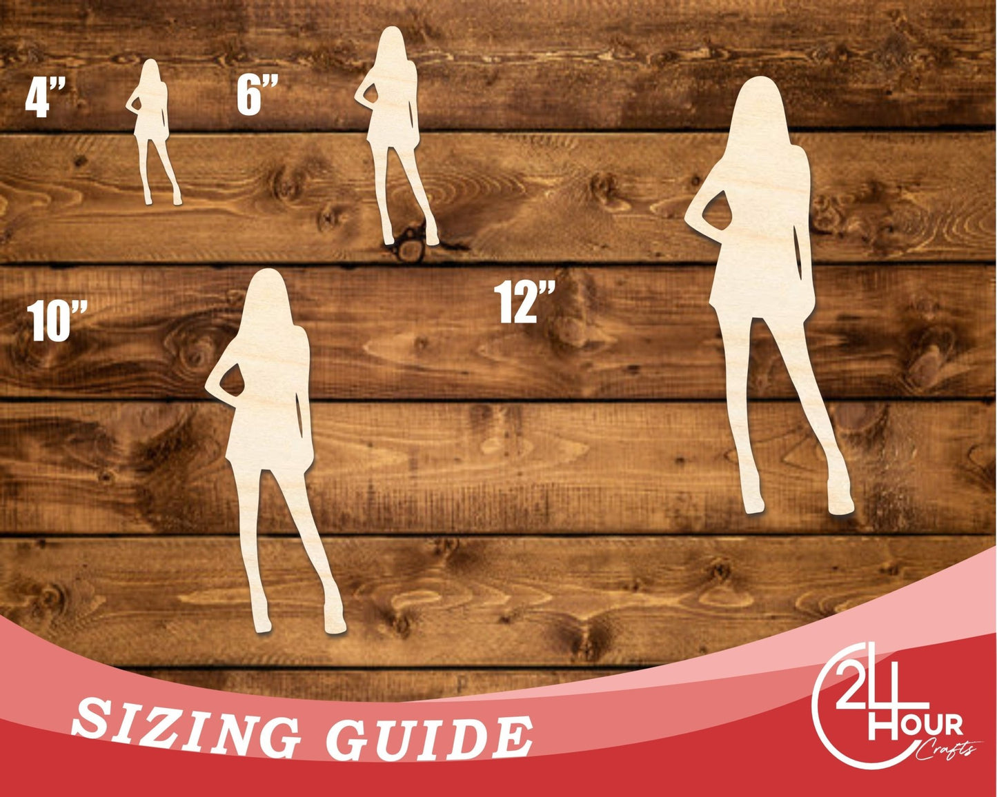 Unfinished Wood Female Idol Shape | DIY Craft Cutout | up to 46" DIY - NameSigns.com