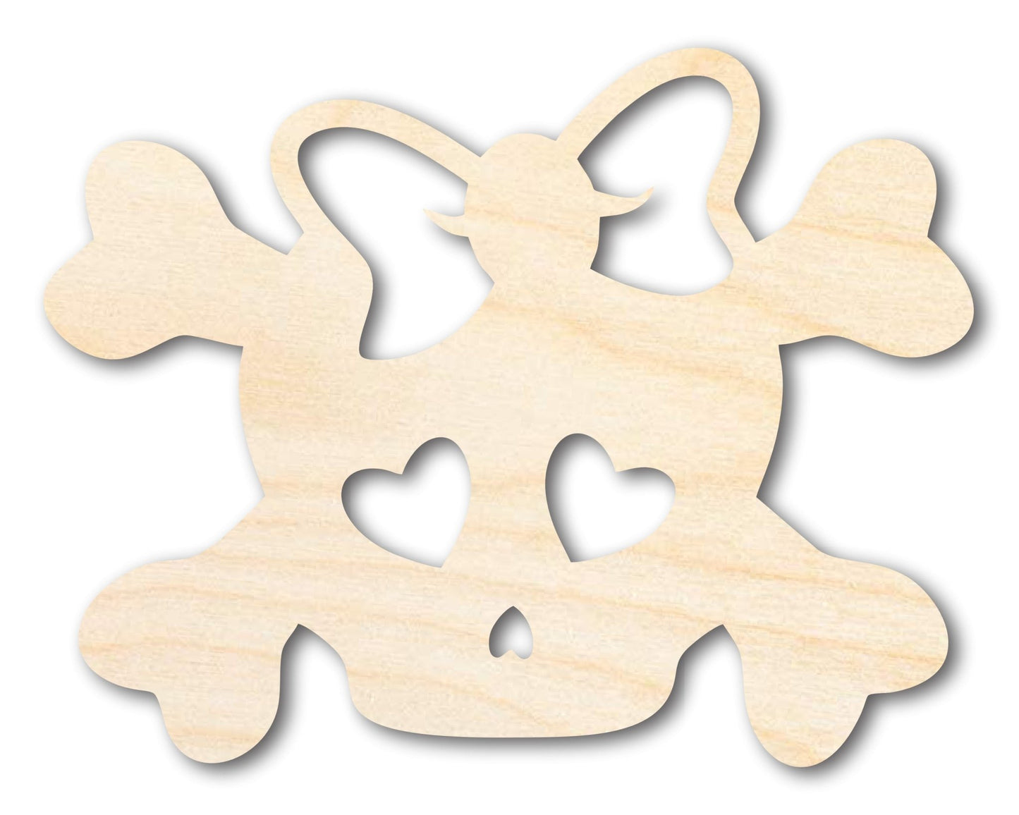 Unfinished Wood Girl Skull Shape | Craft Cutout | up to 46" DIY - NameSigns.com