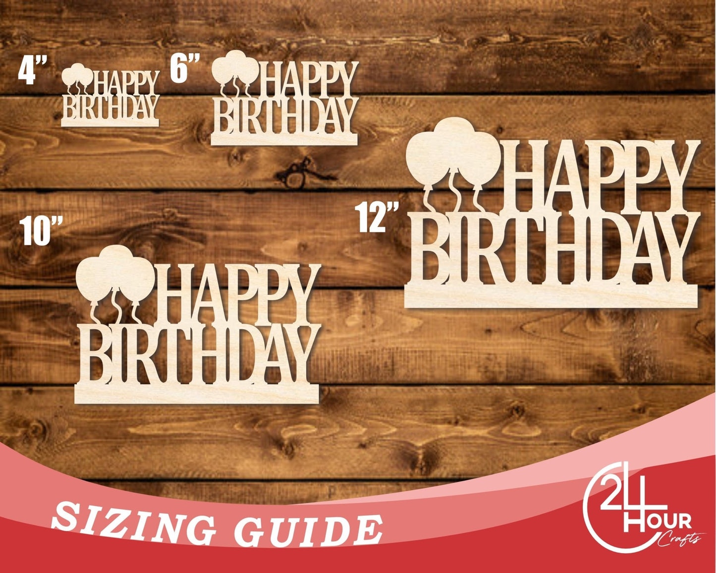 Unfinished Wood Happy Birthday Shape | DIY Craft Cutout | up to 46" DIY - NameSigns.com