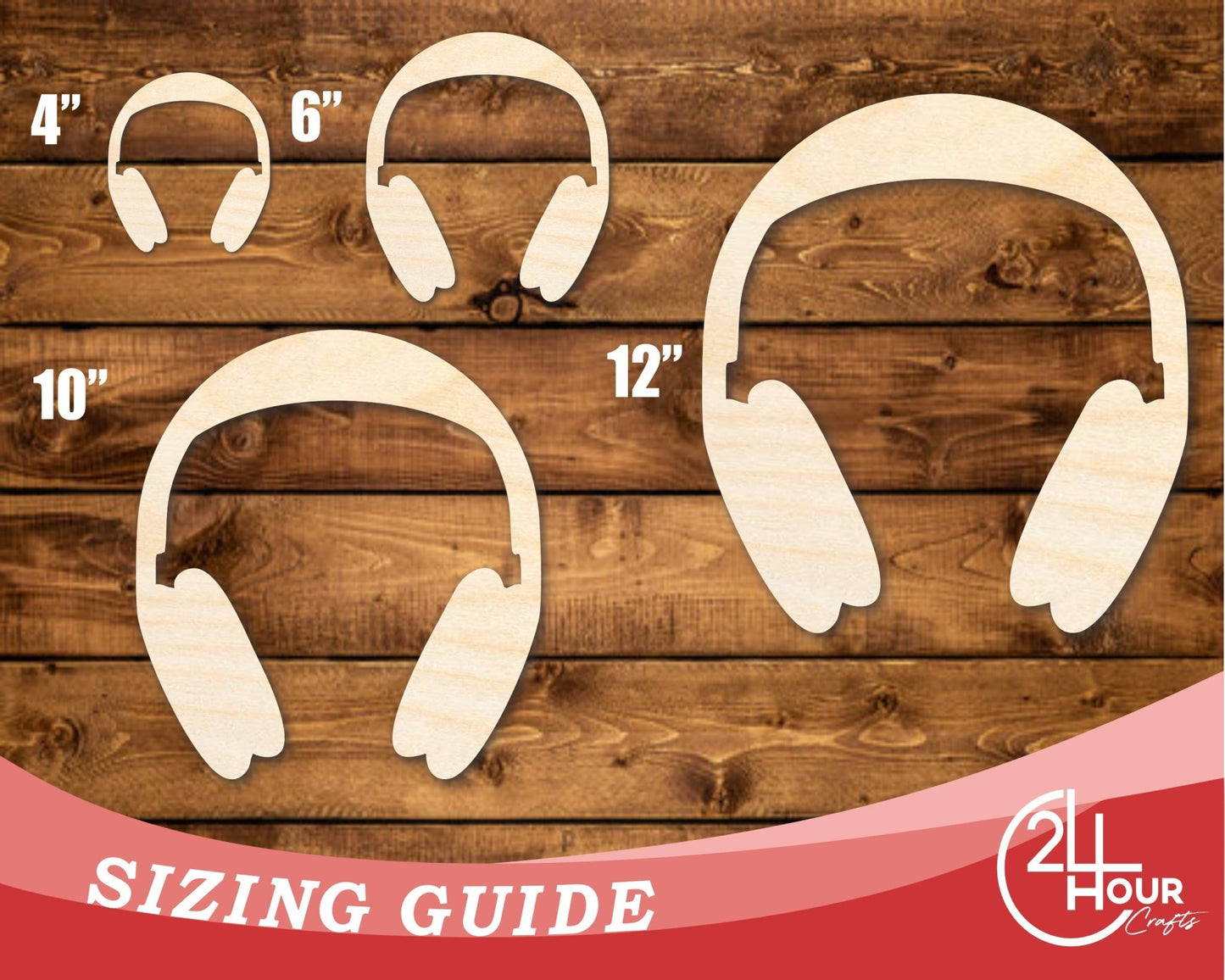 Unfinished Wood Headphones Shape | DIY Craft Cutout | up to 46" DIY - NameSigns.com