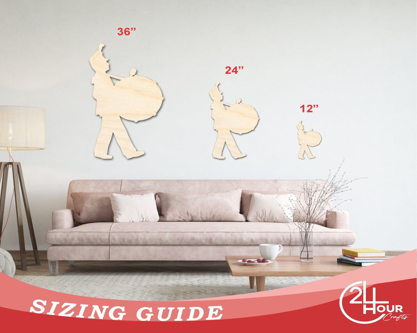 Unfinished Wood Marching Band Drumline Silhouette | DIY Band Craft Cutout | up to 46" DIY - NameSigns.com