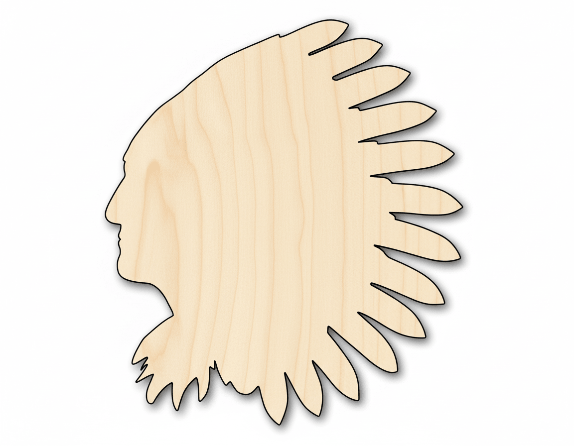 Unfinished Wood Native American Mascot Shape | DIY Craft Cutout | up to 46" DIY - NameSigns.com