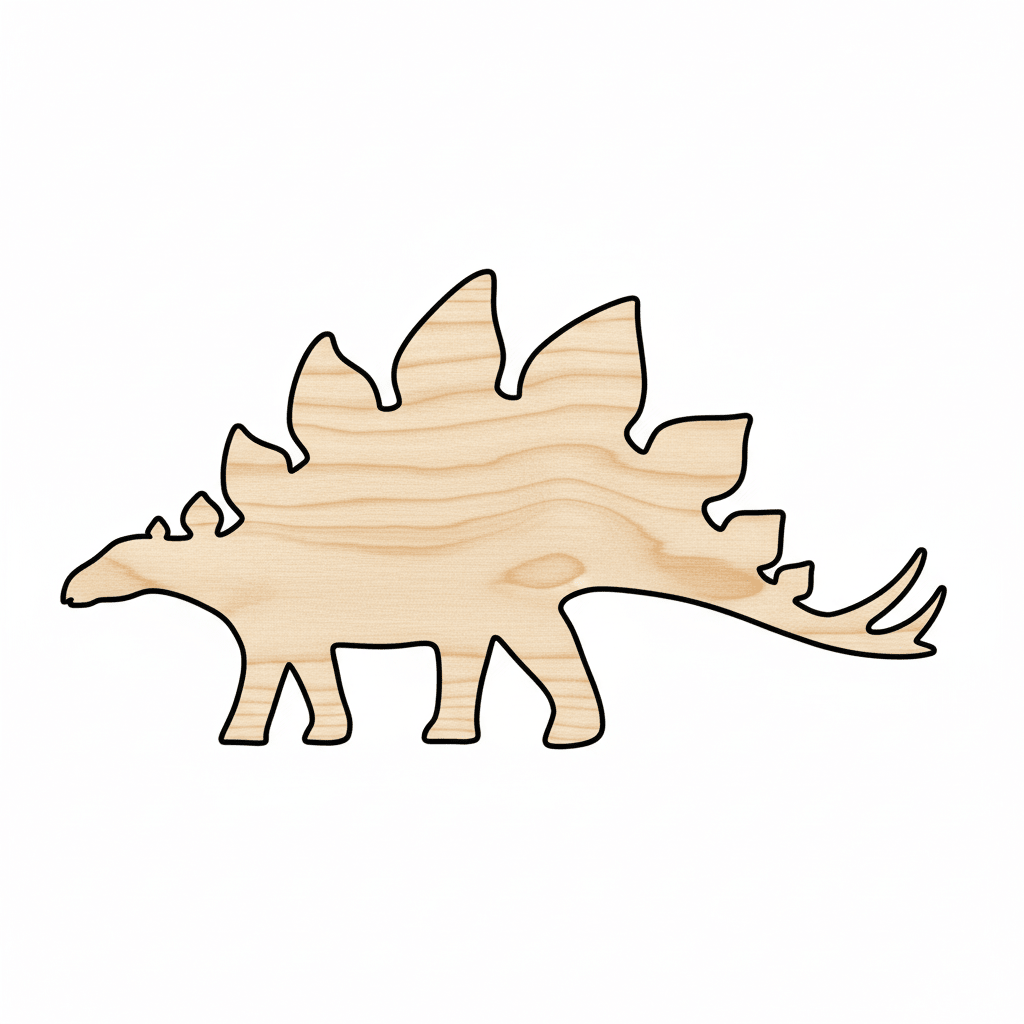 Unfinished Wood Stegosaurus - DIY Wooden Dinosaur Craft | Baltic Birch Plywood Art - NameSigns.com