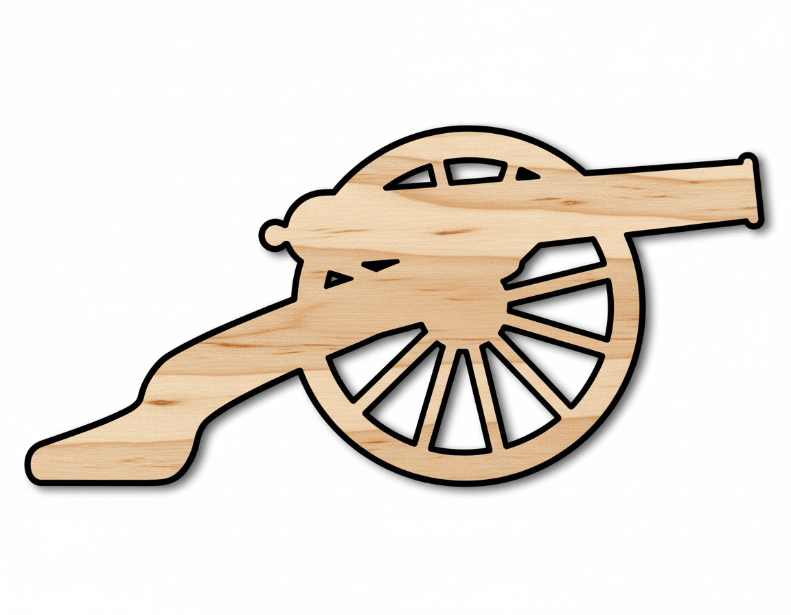 Unfinished Wood War Cannon - Baltic Birch Wood Craft Cutout - DIY Wooden Shape - NameSigns.com