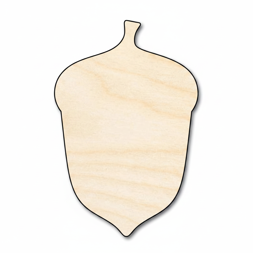 Wood Acorn | Large Rustic Laser Cut Wood Shapes for Craft Crafts Blank Door Hanger Wooden Cutout Cut Outs - Unfinished - NameSigns.com
