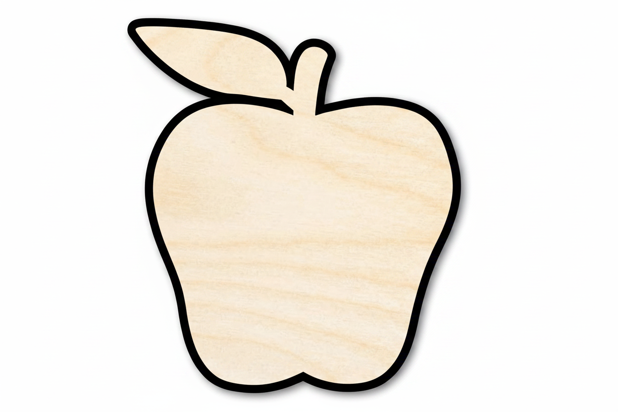 Wood Apple – Red Apple Wood Cutout | DIY Wooden Shapes & Crafts Blank Door Hanger Wooden Cutout Cut Outs - Unfinished - NameSigns.com