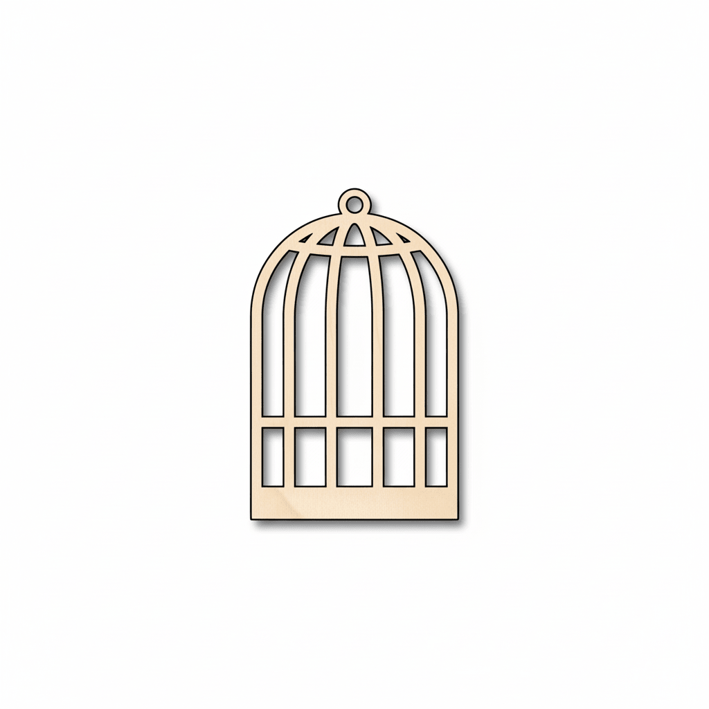Wood Birdcage - Baltic Birch Plywood Craft Shape | Laser Cut Art Blank Door Hanger Wooden Cutout Cut Outs - Unfinished - NameSigns.com