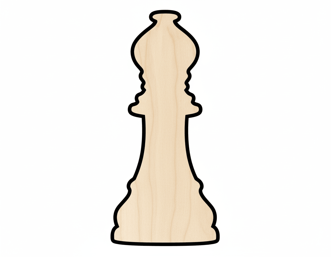 Wood Bishop Chess Piece Shape DIY Craft Cutout Blank Door Hanger Wooden Cutout Cut Outs - Unfinished - NameSigns.com