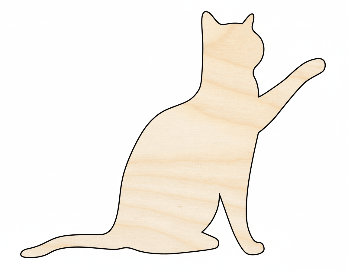 Wood Cat Cutout - Pawing Cat Silhouette | DIY Wood Craft Shapes 46" Blank Door Hanger Wooden Cutout Cut Outs - Unfinished - NameSigns.com