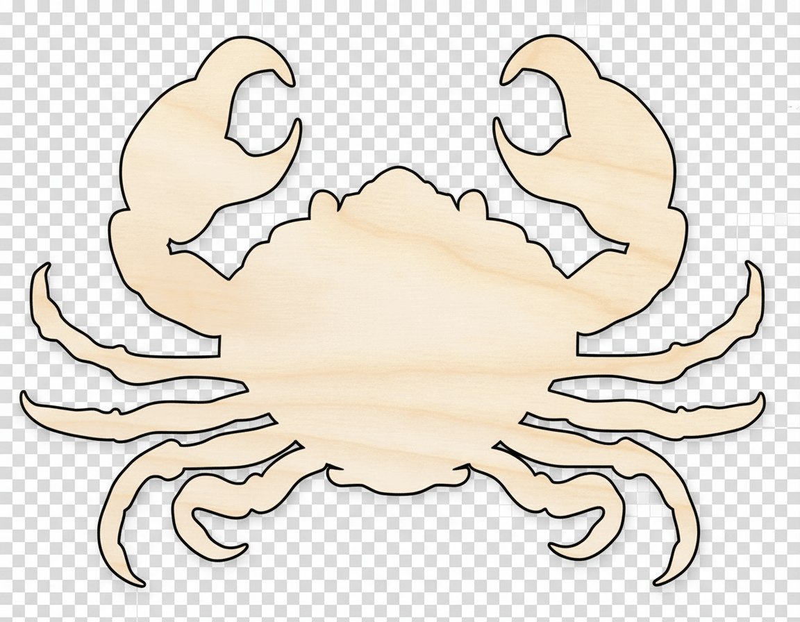 Wood Crab Shape – Baltic Birch Plywood Craft Wood Pieces Blank Door Hanger Wooden Cutout Cut Outs - Unfinished - NameSigns.com