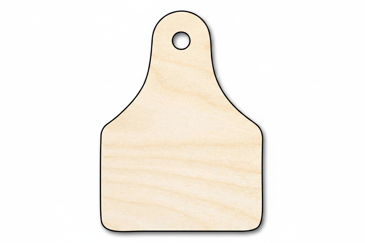 Wood Cutout – Cow Tag Shape | Laser Cut Wood Craft Supplies Blank Door Hanger Wooden Cutout Cut Outs - Unfinished - NameSigns.com
