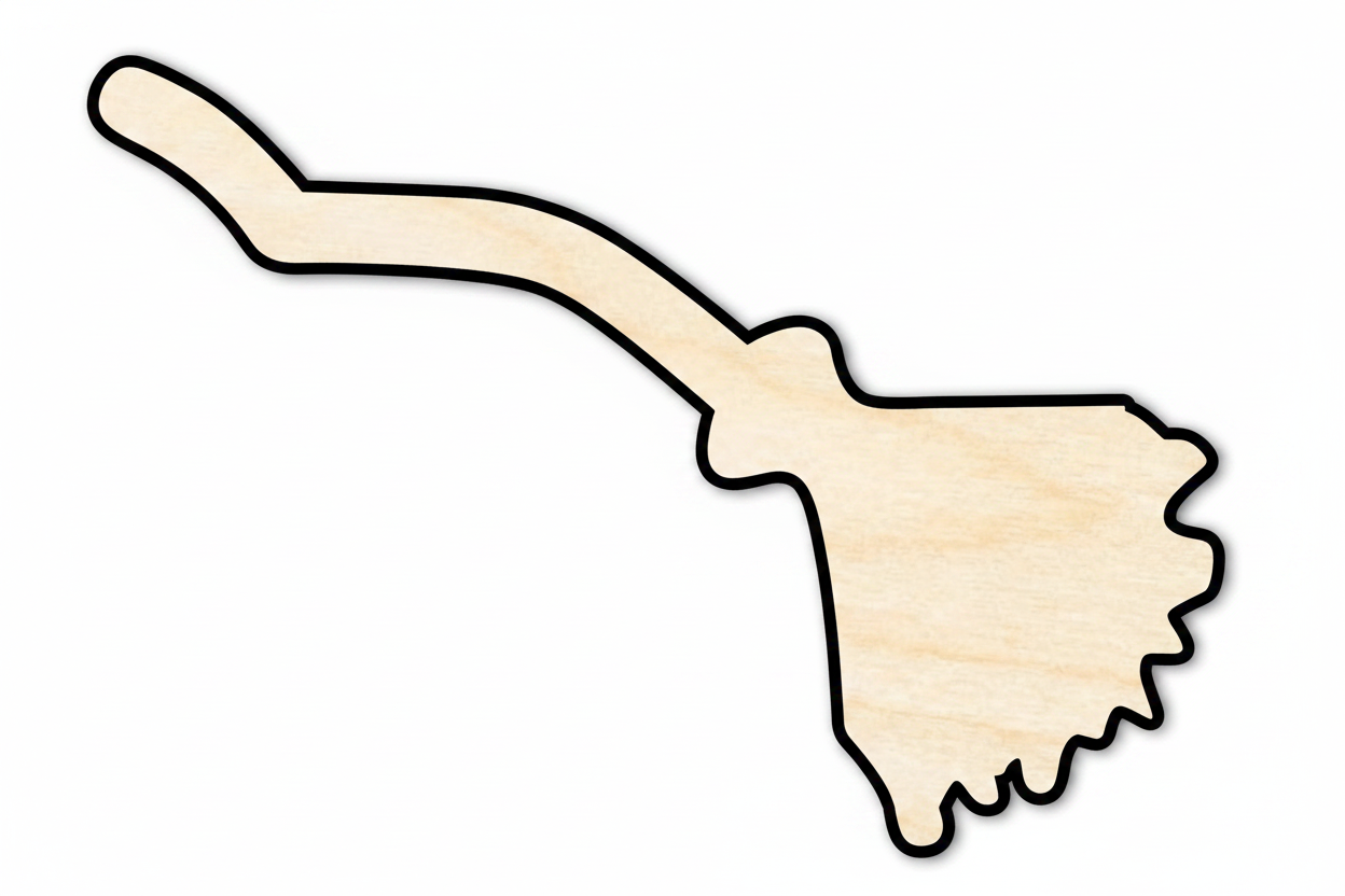 Wood Cutout – Crooked Flying Broom | DIY Wood Craft Shapes & Natural Decor Blank Door Hanger Wooden Cutout Cut Outs - Unfinished - NameSigns.com