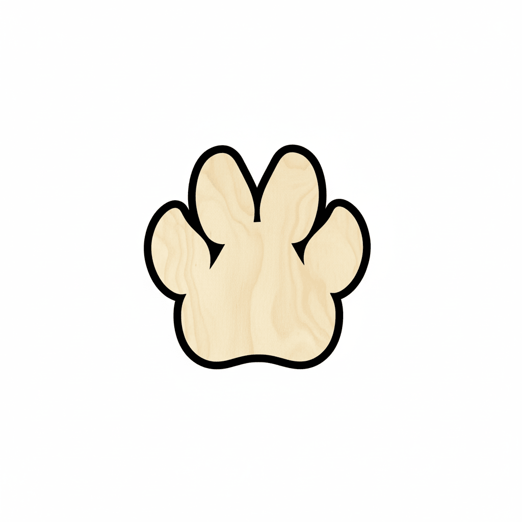 Wood Dog Paw Laser Cut Wood Art – DIY Pet Crafts Template Blank Door Hanger Wooden Cutout Cut Outs - Unfinished - NameSigns.com