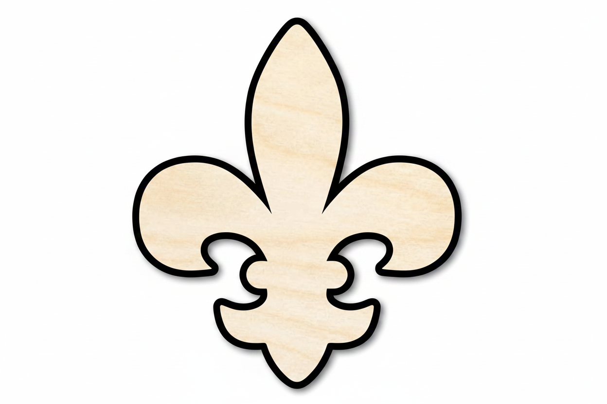 Wood Fleur Di Lis – Large DIY Craft Cutout with Protective Backing Blank Door Hanger Wooden Cutout Cut Outs - Unfinished - NameSigns.com