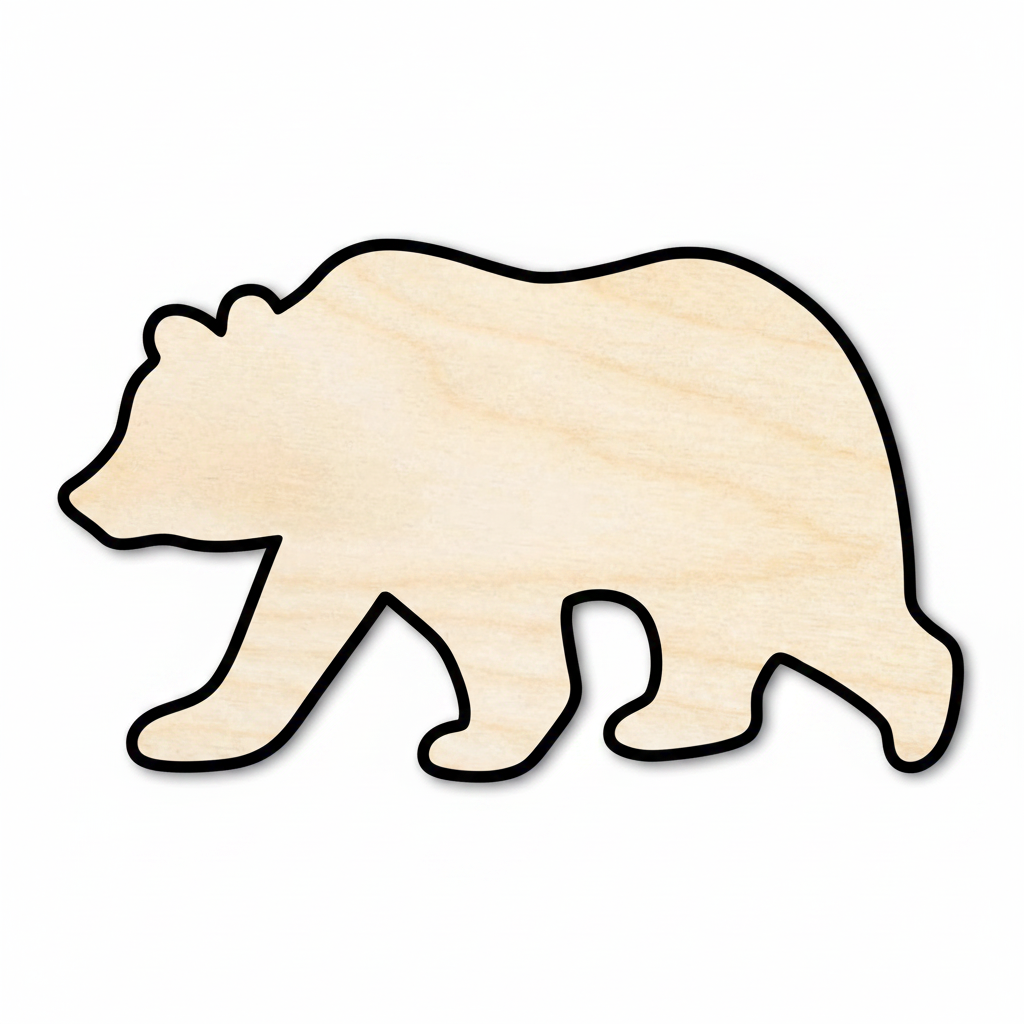 Wood Grizzly Bear – Large Rustic Wood Craft Cutout for DIY Projects Blank Door Hanger Wooden Cutout Cut Outs - Unfinished - NameSigns.com
