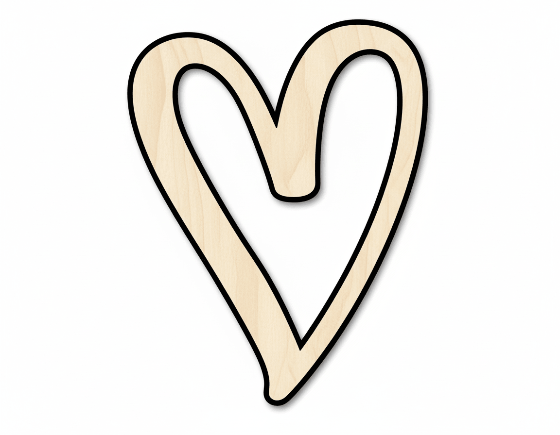 Wood Heart Outline Shape DIY Craft Cutout Blank Door Hanger Wooden Cutout Cut Outs - Unfinished - NameSigns.com