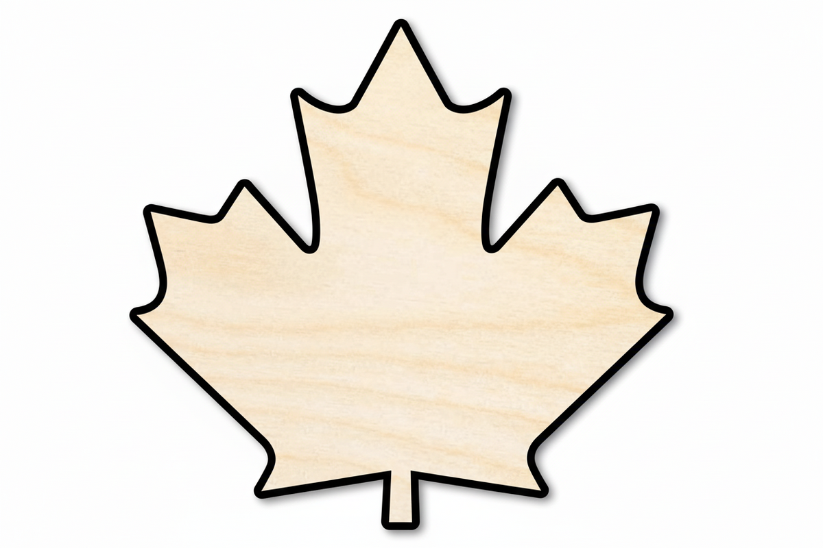 Wood Maple Leaf Cutout – Large Canadian Maple Leaf DIY Craft Supplies Blank Door Hanger Wooden Cutout Cut Outs - Unfinished - NameSigns.com