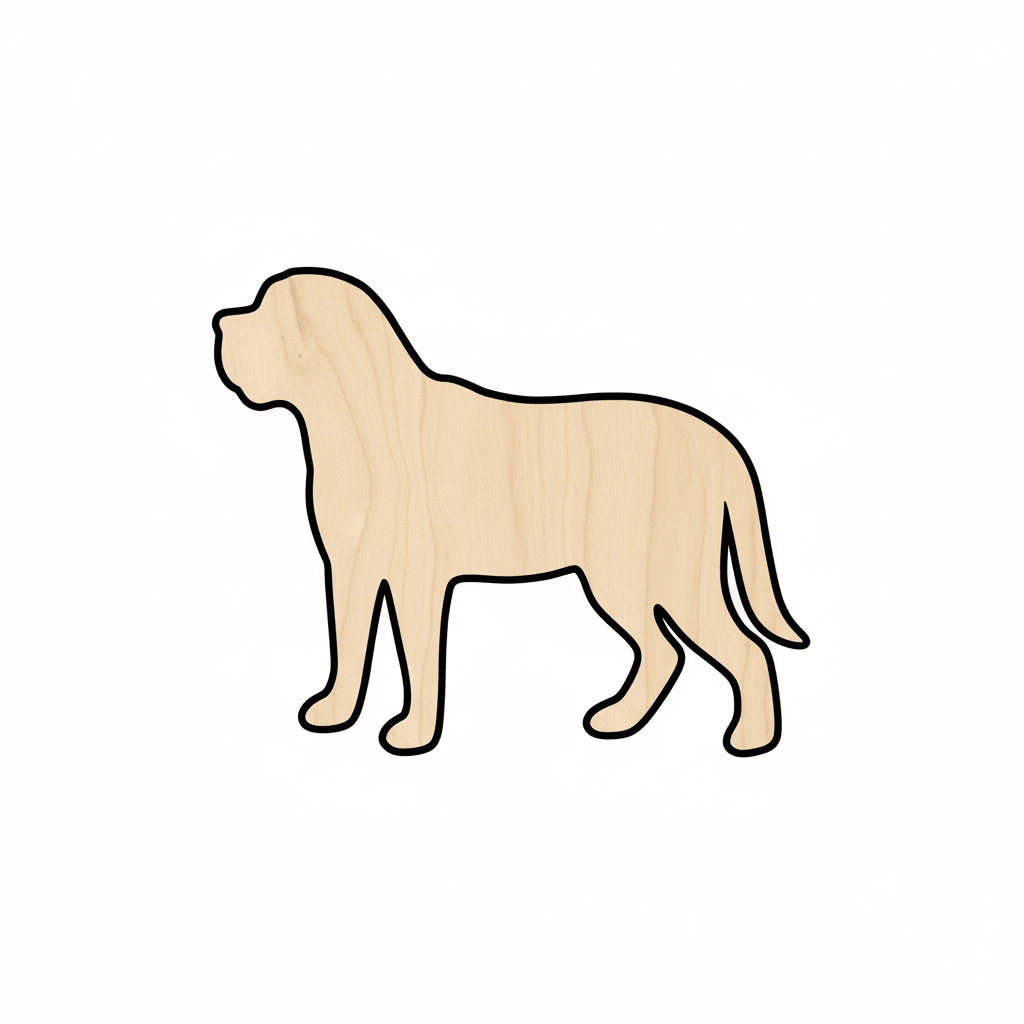 Wood Mastiff | Natural Wood Cutout 46" - DIY Dog Decor Blank Door Hanger Wooden Cutout Cut Outs - Unfinished - NameSigns.com