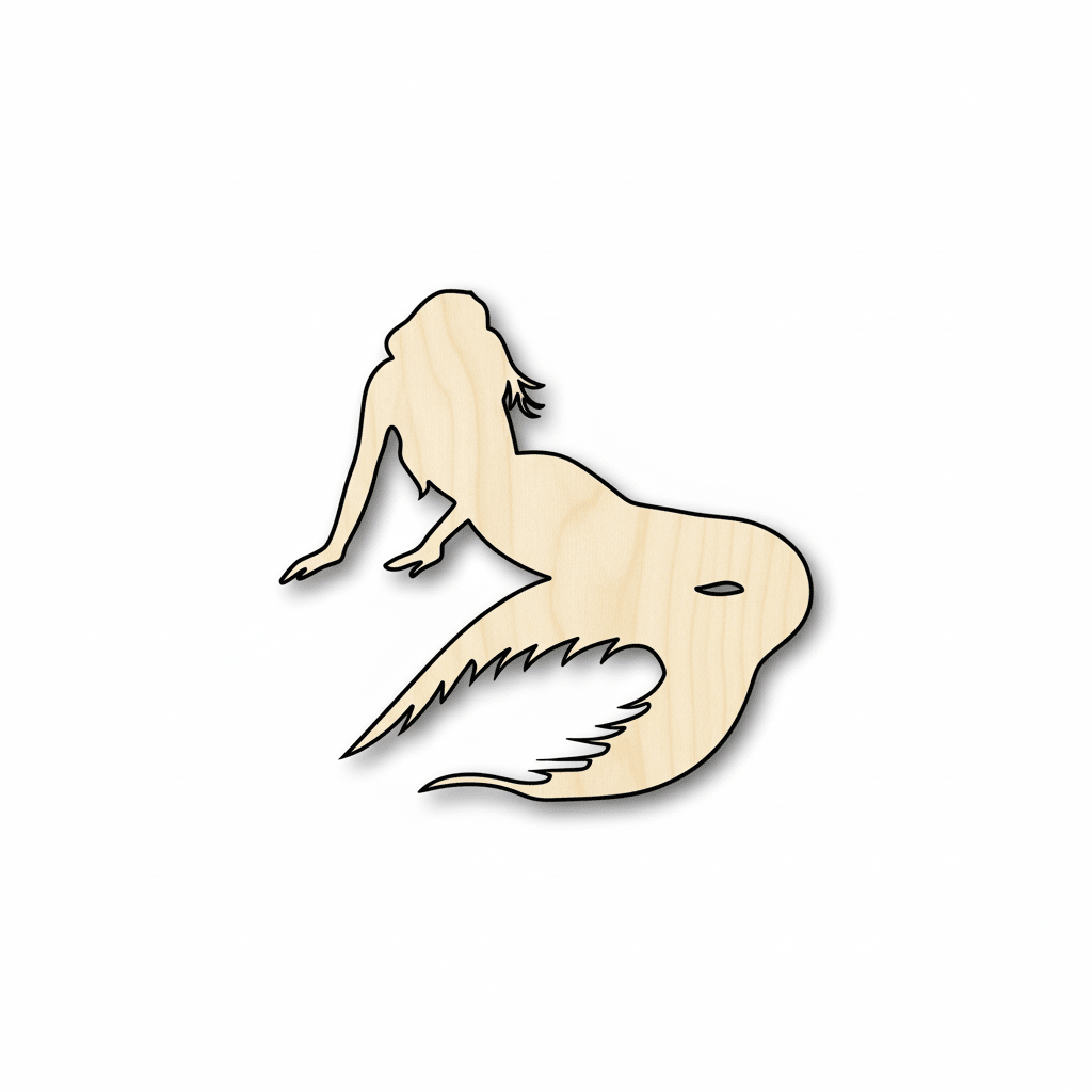 Wood Mermaid | Baltic Birch Plywood Craft Shape - Laser Cut Wood Blank Door Hanger Wooden Cutout Cut Outs - Unfinished - NameSigns.com