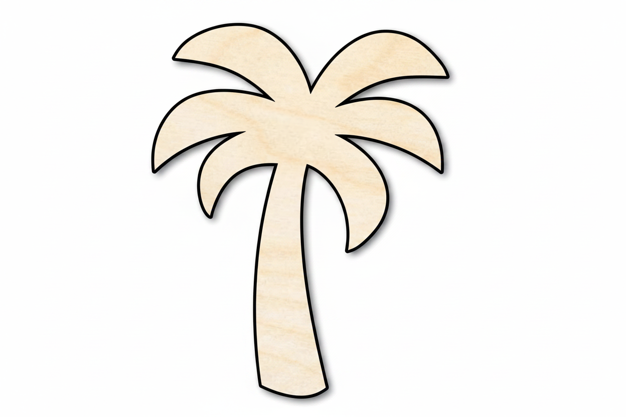 Wood Palm Tree – Laser Cut Wood Craft Cutout With Simple Palm Design Blank Door Hanger Wooden Cutout Cut Outs - Unfinished - NameSigns.com