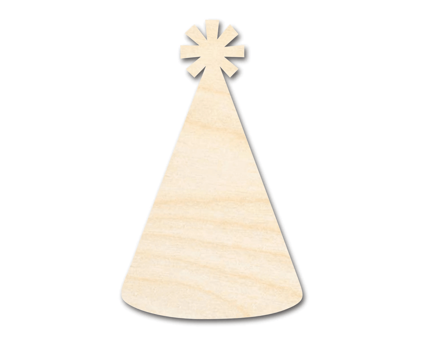 Wood Party Hat – Laser Cut Wood Craft Cutout for DIY Decor Blank Door Hanger Wooden Cutout Cut Outs - Unfinished - NameSigns.com