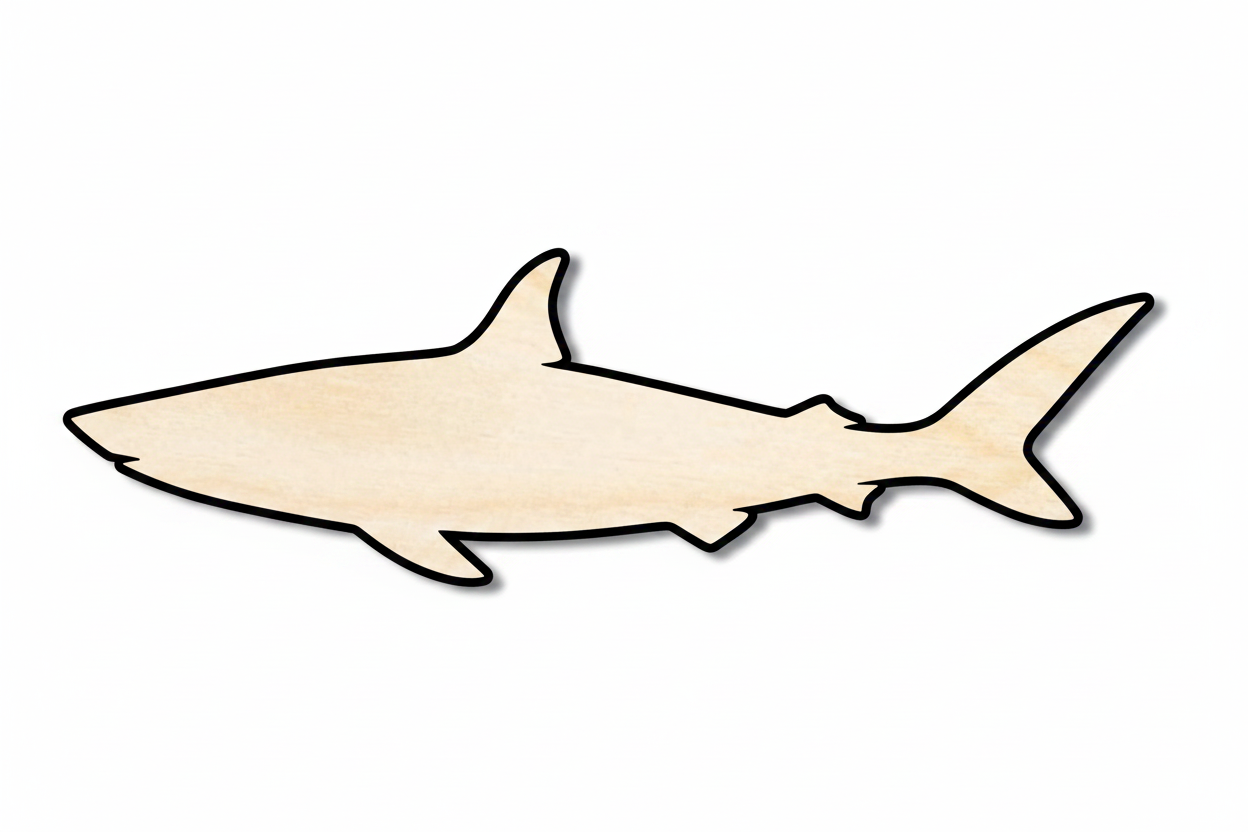 Wood Shark | Large Wood Shark Silhouette Cutout – Handmade Craft Supplies Blank Door Hanger Wooden Cutout Cut Outs - Unfinished - NameSigns.com