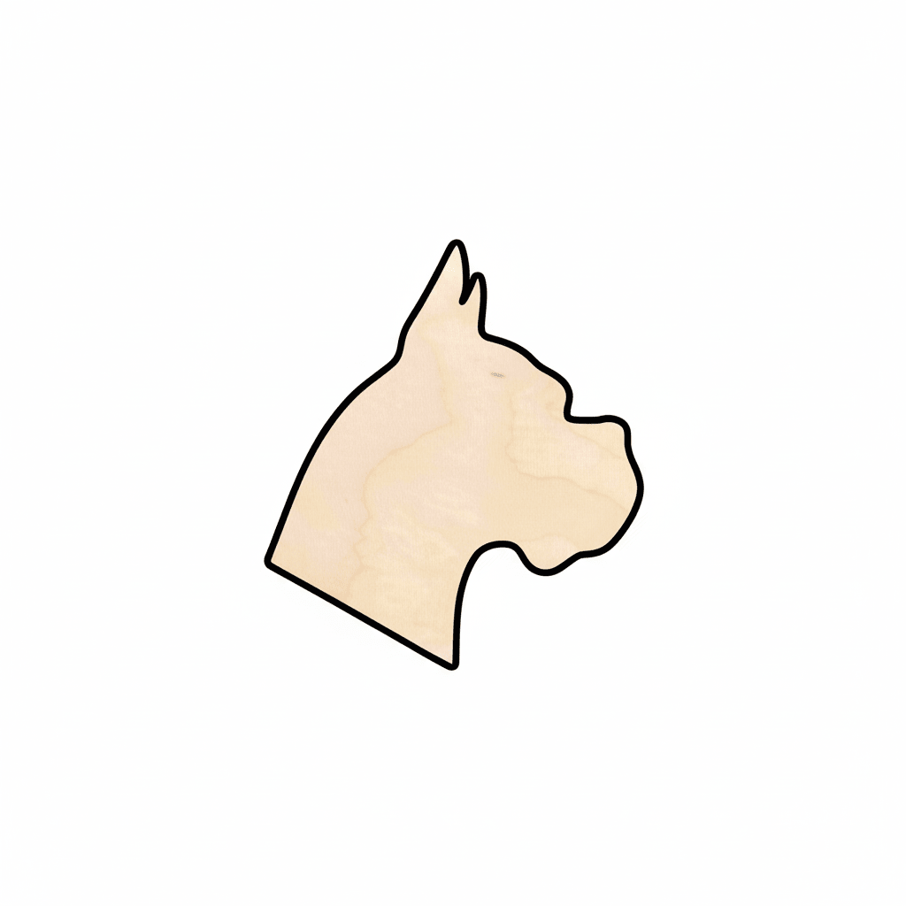 Wood Silhouette – Boxer Dog Head Cutout | DIY Wood Art Craft Blank Door Hanger Wooden Cutout Cut Outs - Unfinished - NameSigns.com