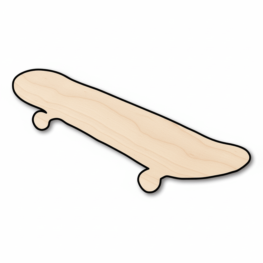 Wood Skateboard Silhouette - Craft - Blank Door Hanger Wooden Cutout Cut Outs - Unfinished - NameSigns.com