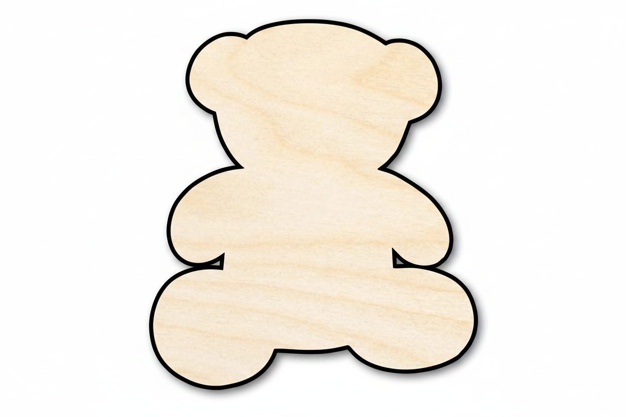 Wood Teddy Bear – Laser Cut Wood Craft Shapes for DIY Projects Blank Door Hanger Wooden Cutout Cut Outs - Unfinished - NameSigns.com