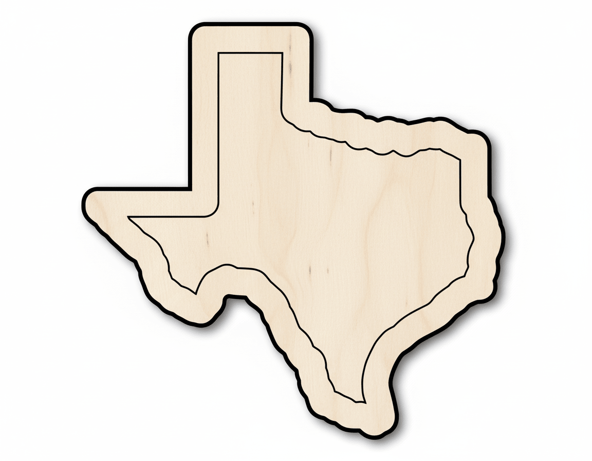 Wood Texas Outline Shape DIY Craft Cutout Blank Door Hanger Wooden Cutout Cut Outs - Unfinished - NameSigns.com