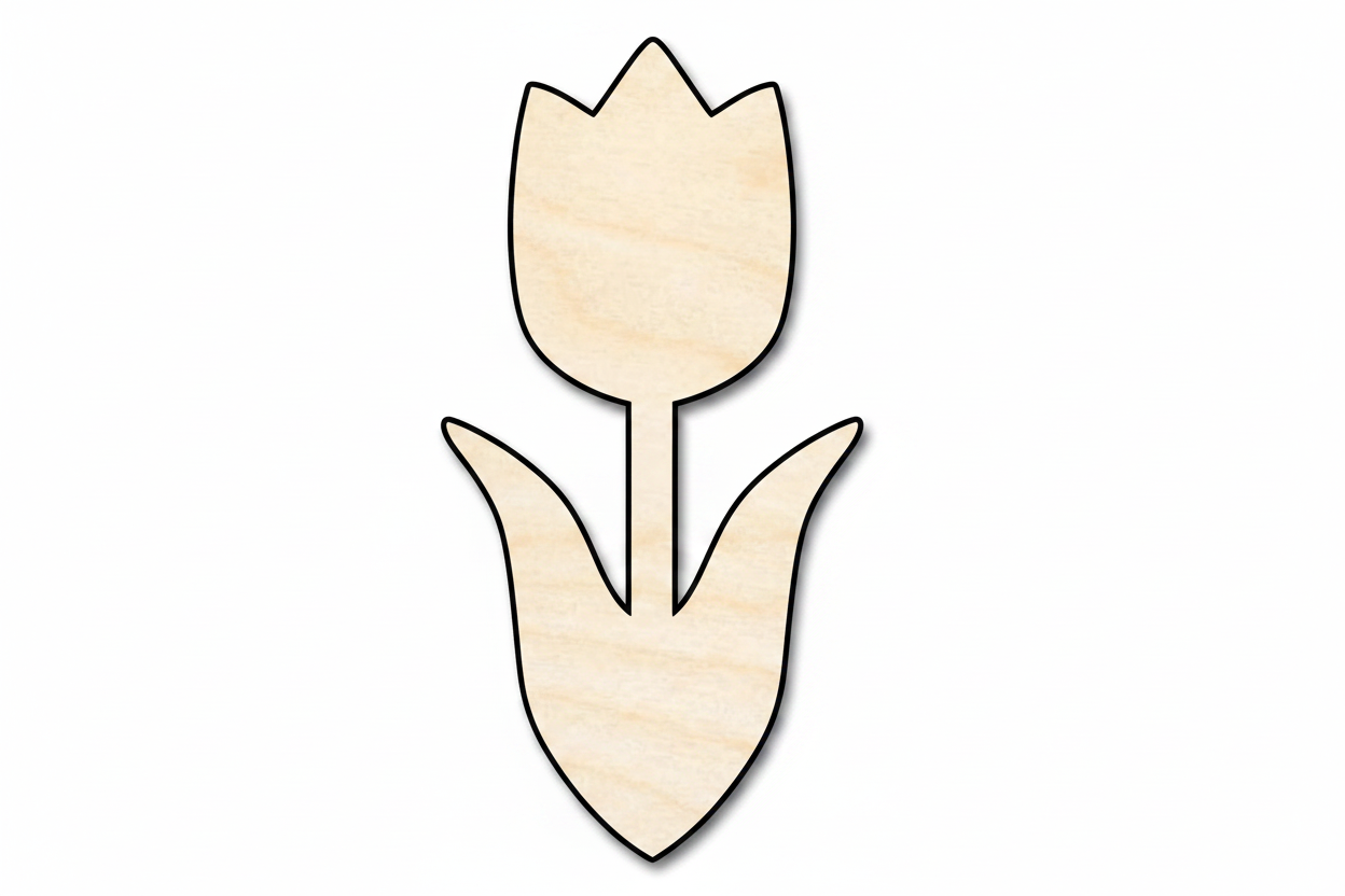 Wood Tulip – Laser Cut Wood Craft Shapes for DIY Flower Projects Blank Door Hanger Wooden Cutout Cut Outs - Unfinished - NameSigns.com