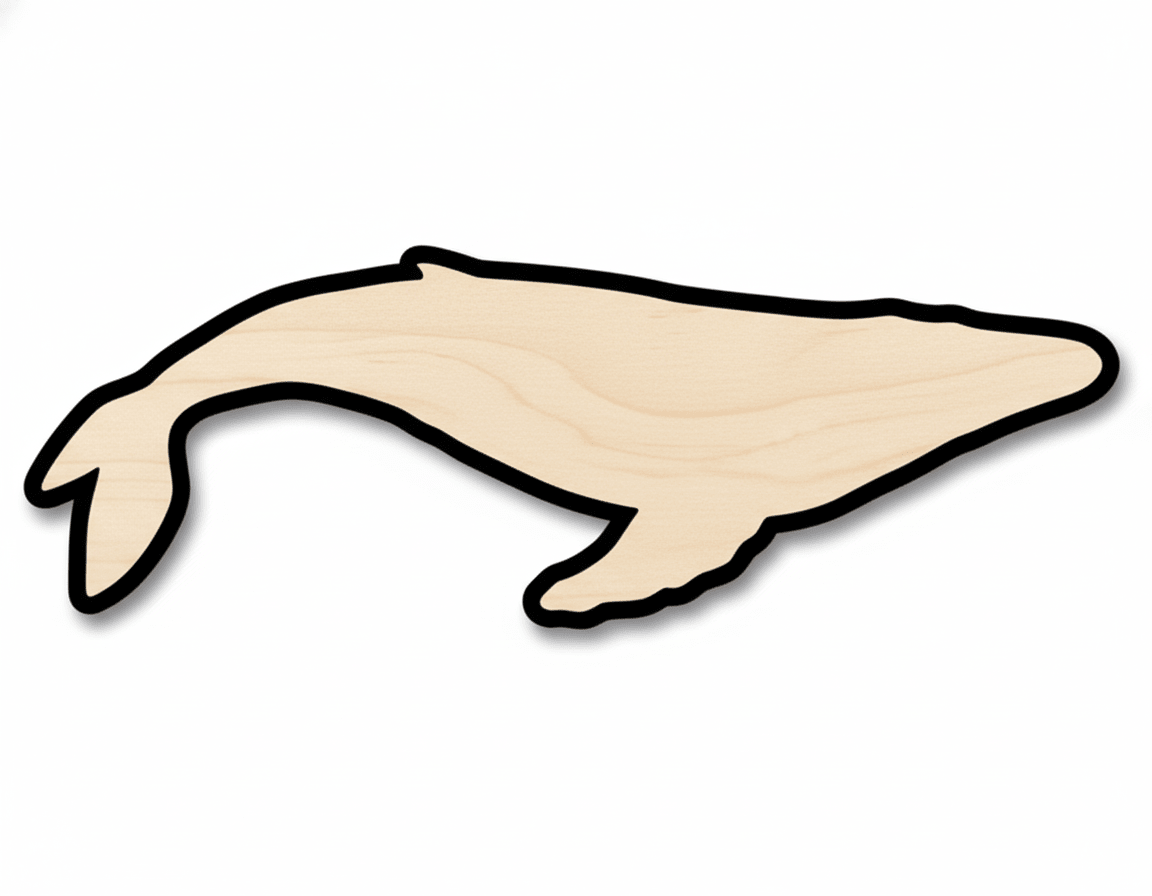 Wood Whale - Custom Humpback Whale Cutout | DIY Wood Shapes Blank Door Hanger Wooden Cutout Cut Outs - Unfinished - NameSigns.com