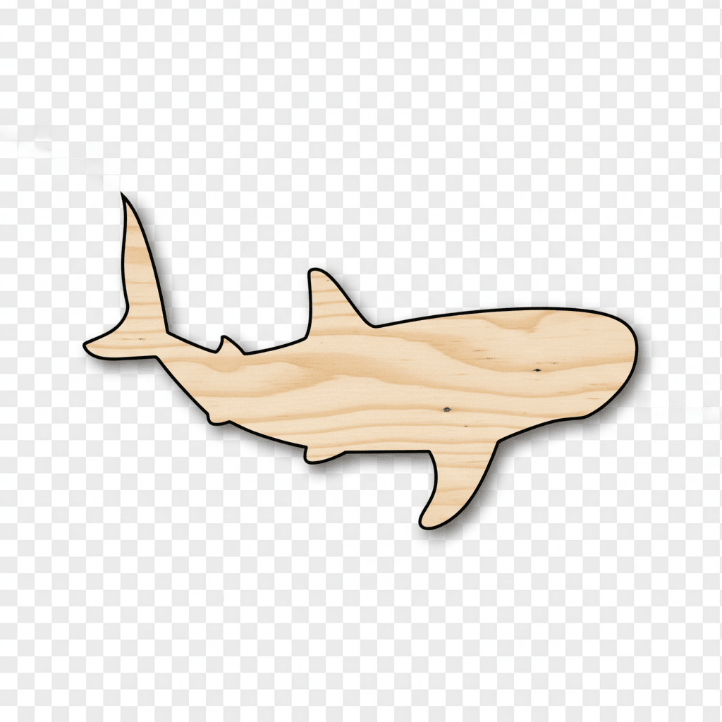 Wood Whale Shark - DIY Wooden Animal Craft Shape | Natural Birch Plywood Blank Door Hanger Wooden Cutout Cut Outs - Unfinished - NameSigns.com